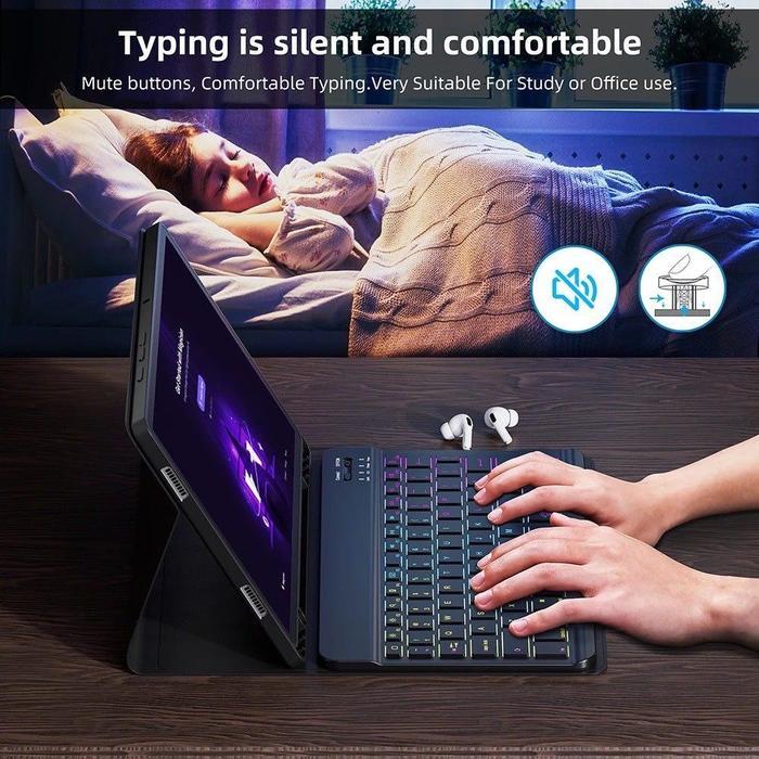 Jenge - Goojodoq Hanya Casing - Tablet Case For Samsung Galaxy Tab A7 A8 Case Keyboard For Samsung