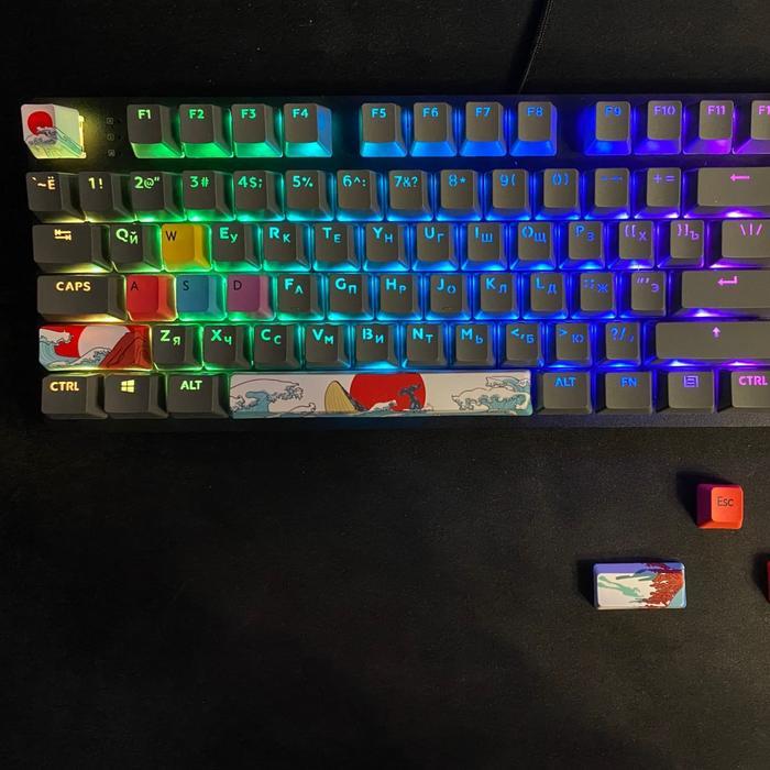 Ada Stok Keycaps Ukiyo Coral Sea wave Space 6.25u PBT Dye Sub 4 set