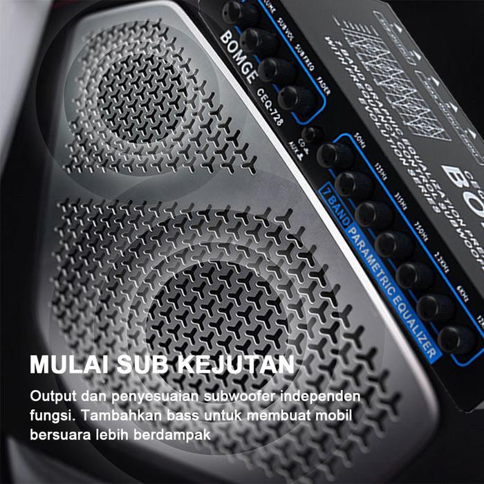 Bomge Ceq-728 Parametrik Equalizer Equalizer Audio Mobil 9-Band, Equalizer Grafis Mobil Dengan