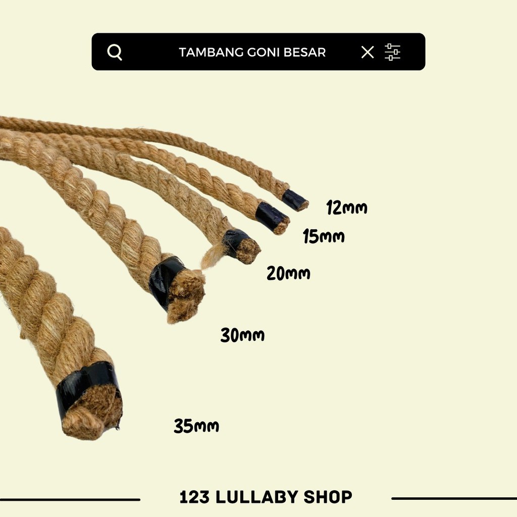 Tali Tambang Besar Tali Lomba Tarik Tambang Manila Goni Dadung Coklat 22mm 24mm Permeter