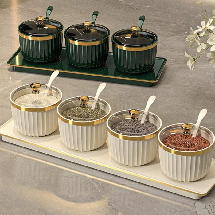 Premium IkoneNito Rak Bumbu Set Dapur Tempat Penyimpanan Bumbu Tempat Minyakl Paket Komplit Wadah