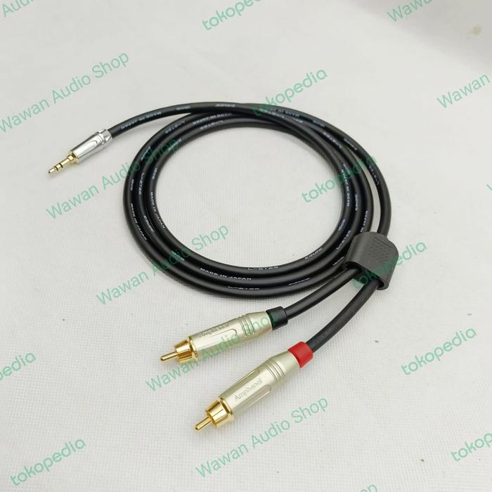 Original Kabel Aux Audio Jack 3,5Mm Male To 2 Rca Amphenol 1 Meter