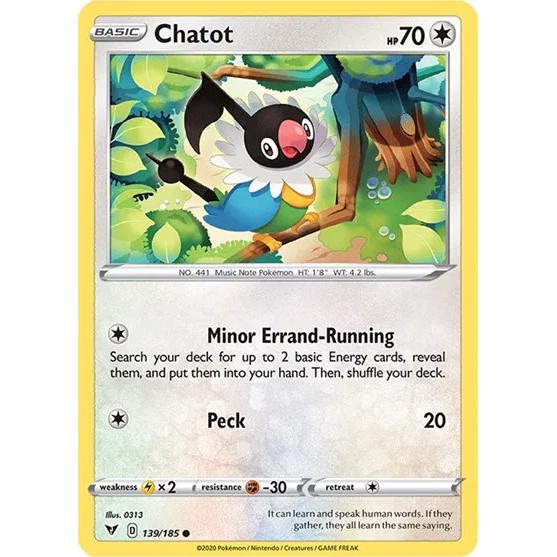 EN Chatot 139/185 Vivid Voltage | Kartu Pokemon TCG | Border Kuning