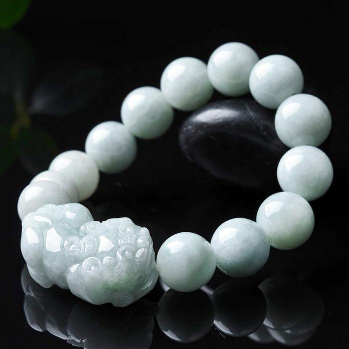 Gelang Batu Giok Wanita Hijau Burma Pixiu Piyao Asli China Original