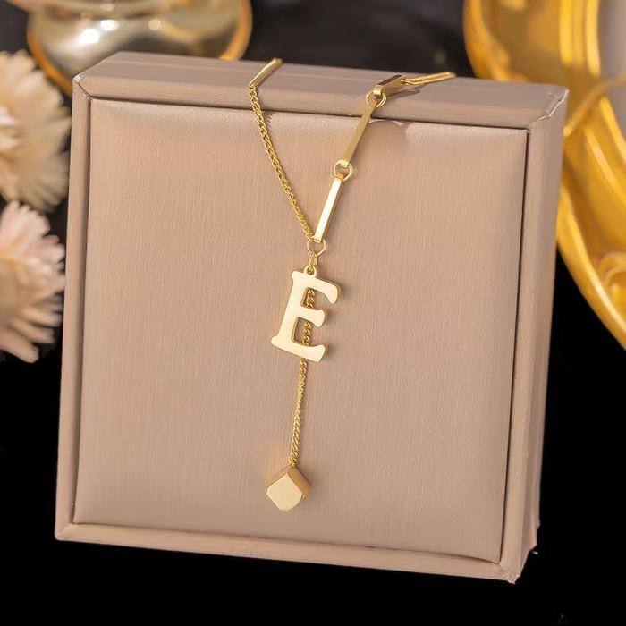 READY Kalung Titanium Liontin Huruf Anti t & Anti Luntur