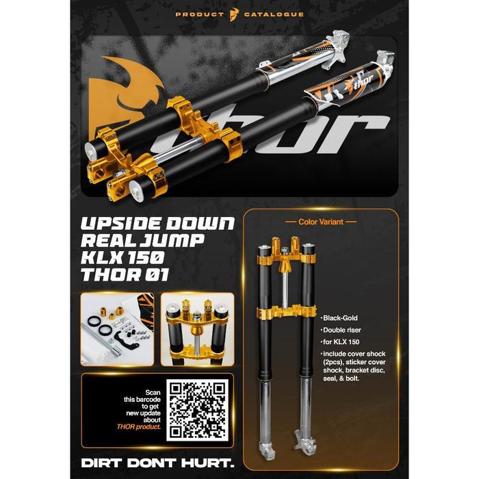 Shock Depan Upside Down USD Real Jump Trail KLX 150 Double Riser 01 THOR - BLACK-GOLD