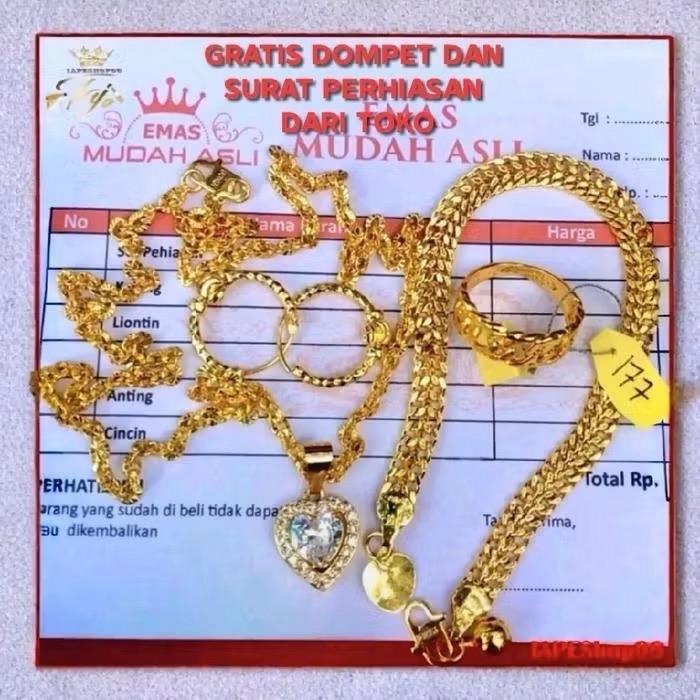 ( Cod ) Set Perhiasan Wanita Premium Kalung Nuri Liontin Permata Love Berlapis Emas Muda Elegan