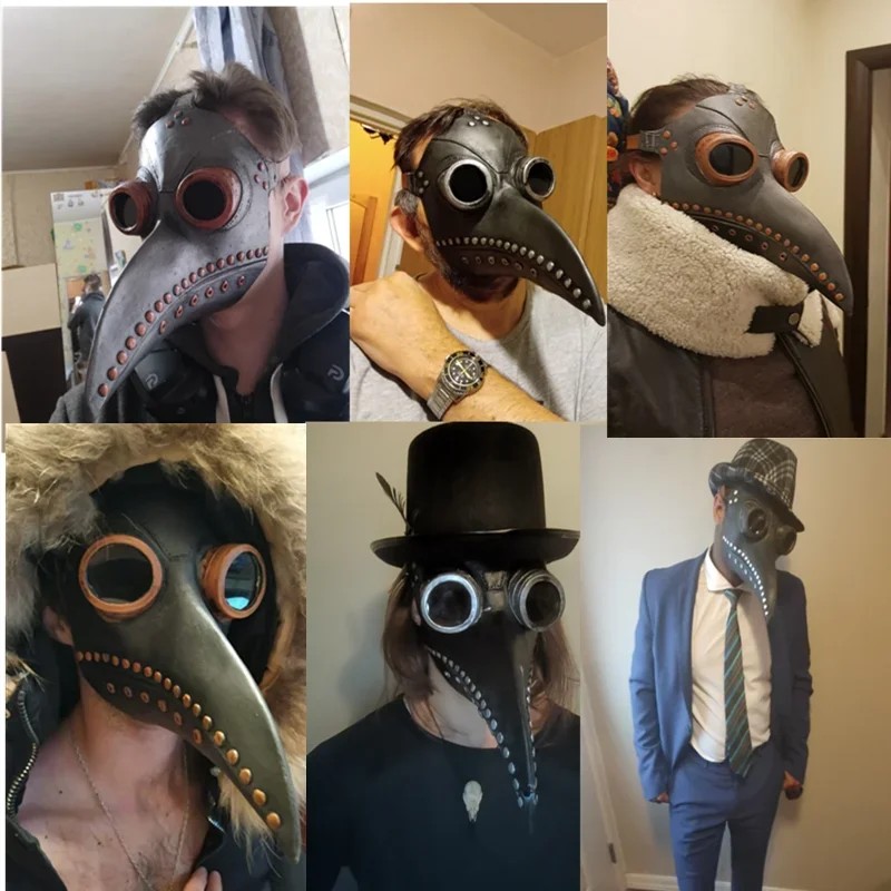 Halloween Party Cosplay Maskers Latex Plague Doctor Mask Steampunk Gas Latex Face Mask Cosplay Prop