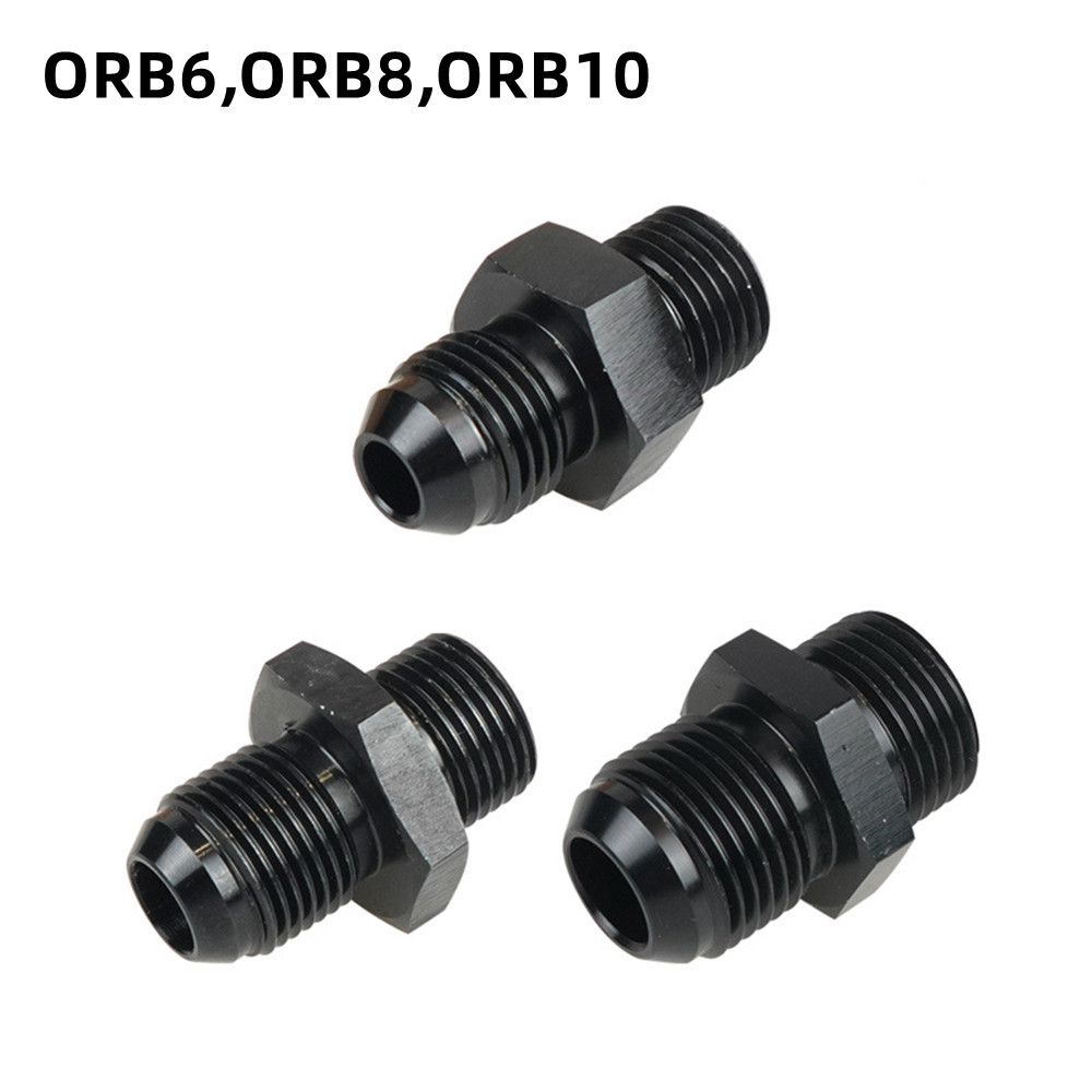 IMPORT 6AN 8AN 10AN ORB Male Fuel Rail Adapter Fitting Aluminium alloy Black