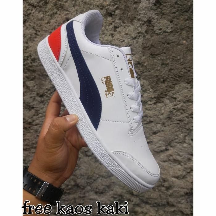 SEPATU SNEAKERS CASUAL PRIA UKURAN JUMBO BIG SIZE 45 46 47 PUTIH NAVY