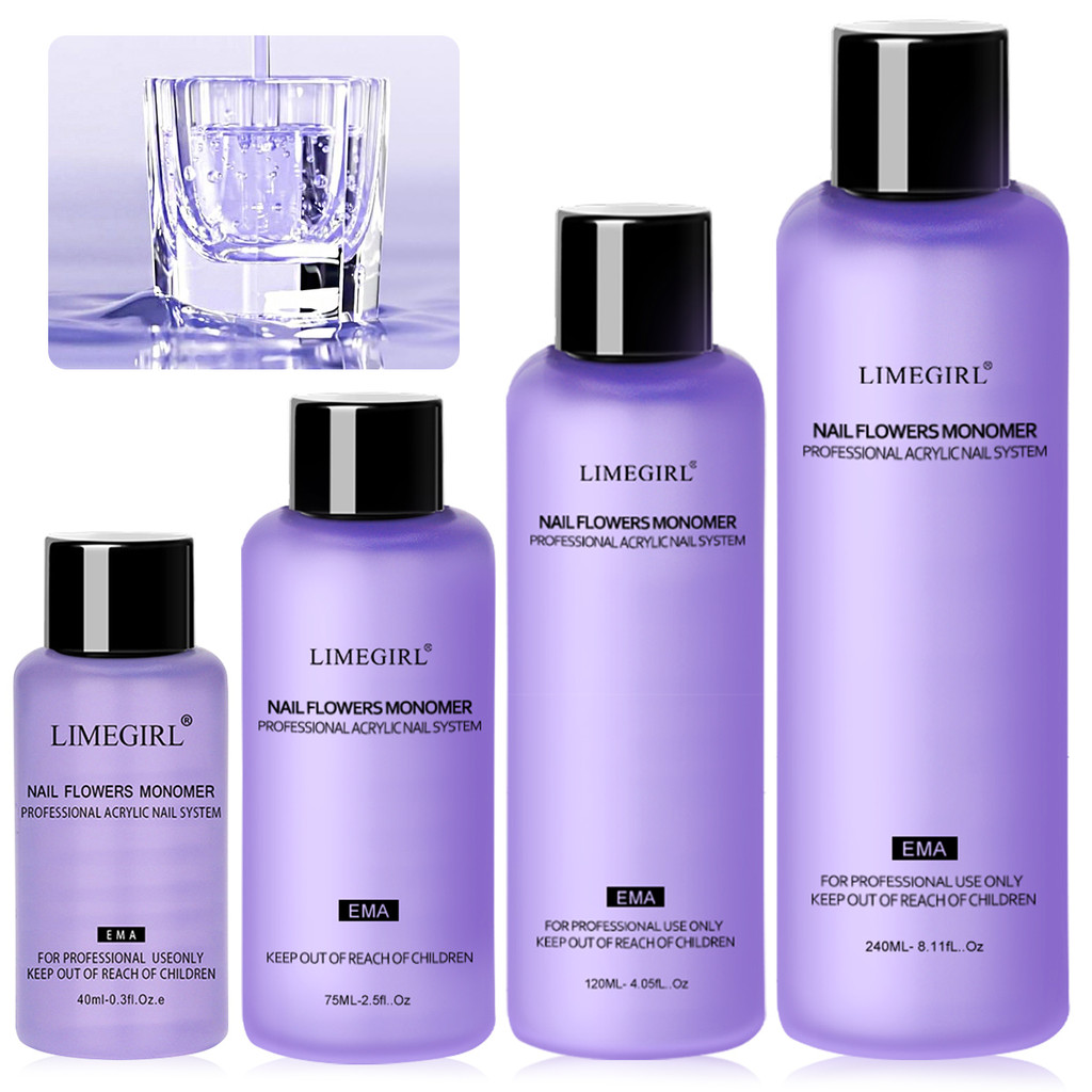 Limegirl Large Capacity Nail Acrylic Liquid Monomer Crystal 40/70/120/240ml for Nails Art DIY