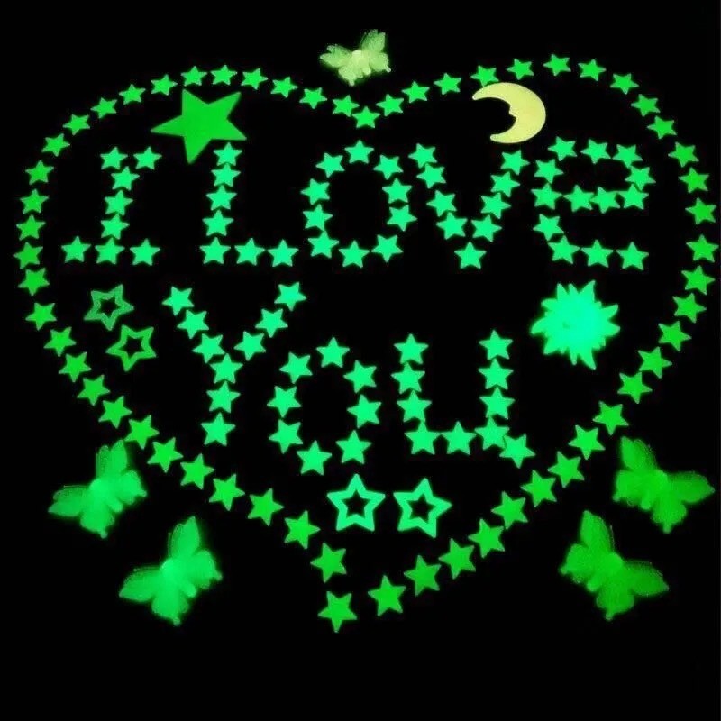 100/50/3pcs Glow in The Dark 3D Stars Moon Wall Stickers Luminous Stickers Kids Baby Room Bedroom