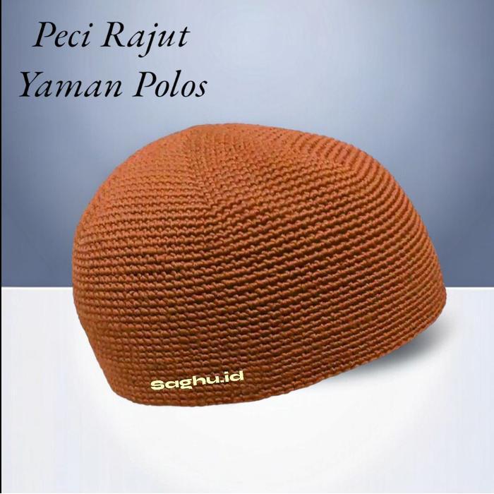 Peci yaman rajut polos dewasa na lengkap handmade volt 2 Kopiah Muslim Nyaman Lokal Songkok Haji