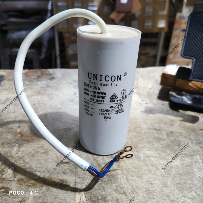 Kapasitor (Capacitor) Pompa 75Uf 450 Vac Unicon