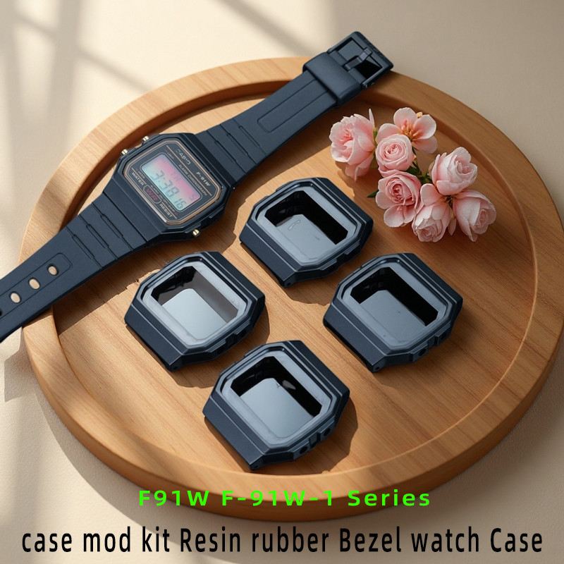 Watch accessories Modified Suit For Casio F91W F-91W-1 Series case mod kit Resin rubber Bezel watch