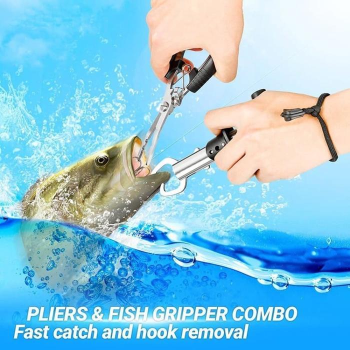 Maguro Fishing - Alat Penjepit Ikan Set Alat Penjepit Bibir Ikan Dan Tang Kail Set Alat Mancing