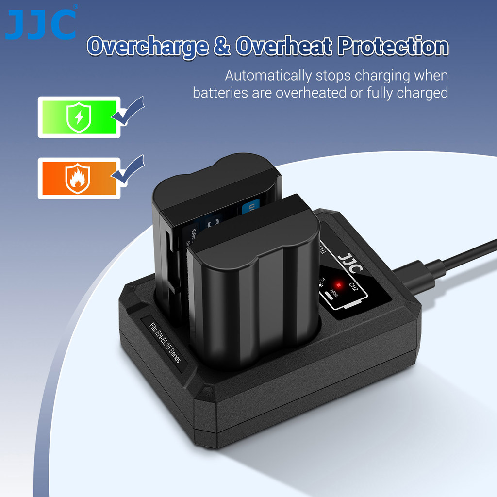 JJC USB Type C Dual Battery Charger for Fujifilm XT30 III XT30 II XT20 XT50 XT100 XT200 XE4 XE5