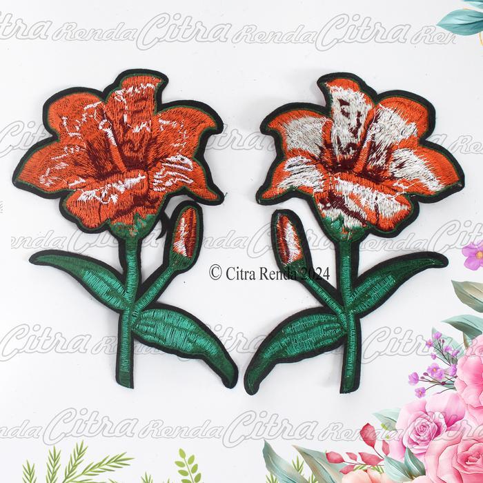 (Per Pcs) Ap704 Patch Bunga Mawar Cantik / Bordir Tempel Motif Mawar / Patch Bordir Bunga Mawar