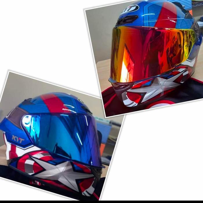 HELM KYT TT COURSE CAPTAIN AMERIKA VISOR IRIDIUM