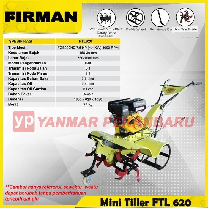 Tiller / Traktor Tangan / Meisn Bajak Sawah Kering Basah FIRMAN FTL 620 X FGE 220HD