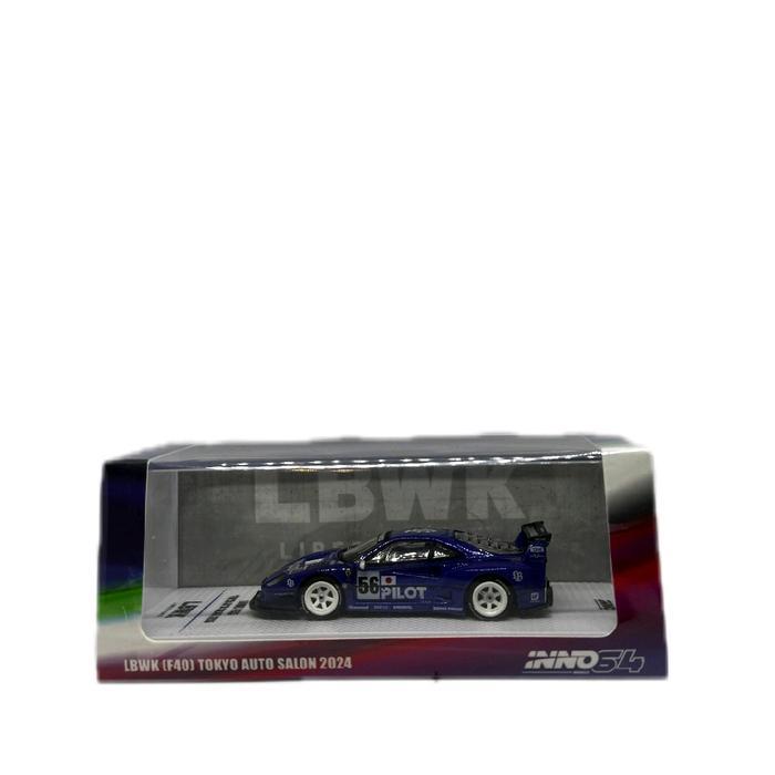 INNO64 LBWK F40 TOKYO AUTO SALON 2024 MODEL MOBIL DIECAST BIRU DENGAN NOMOR 669 PILOT