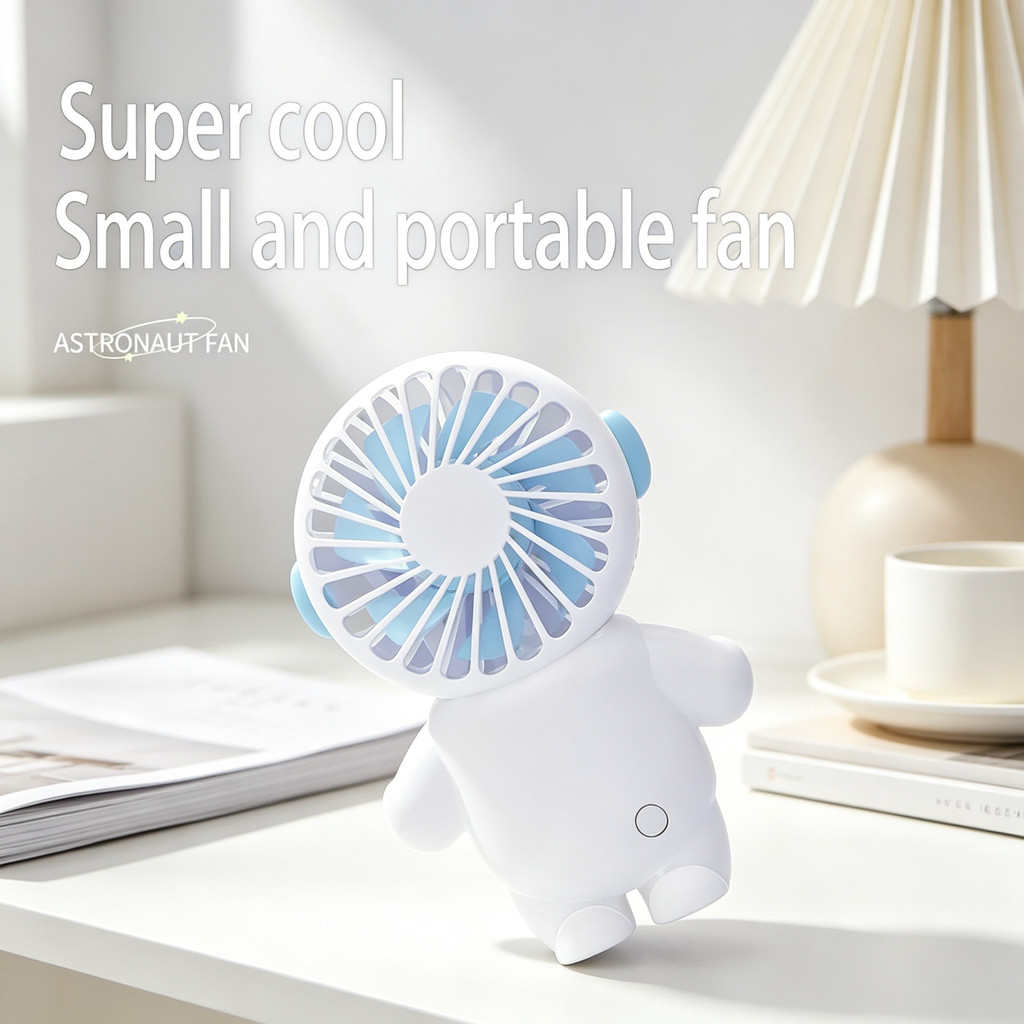 3 Speed Rechargeable Portable Cooling Fan Mini Fan Desktop Stand Astronaut Cartoon Handheld Fan For