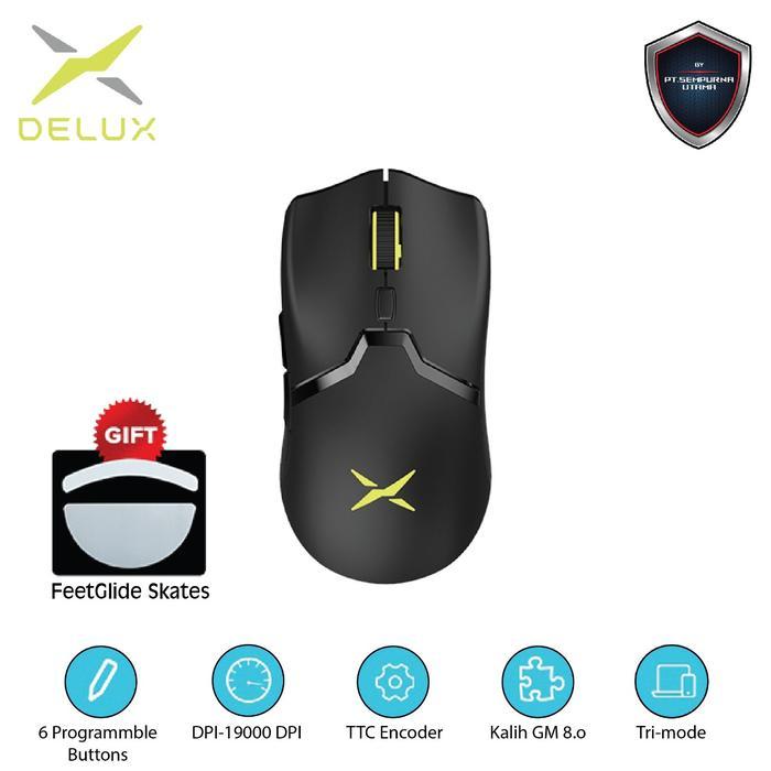 Terlaris Delux M800 Pro Wireless Gaming Mouse With Paw 3370 Sensor