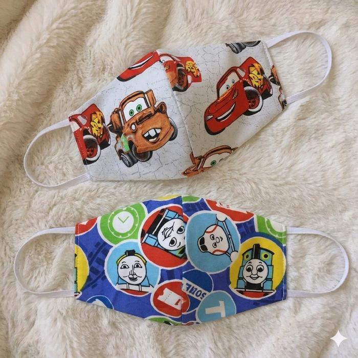 Mlylo masker motif Cars mc queen & Thomas kereta 3ply masker anak laki-laki motif mobil karakter