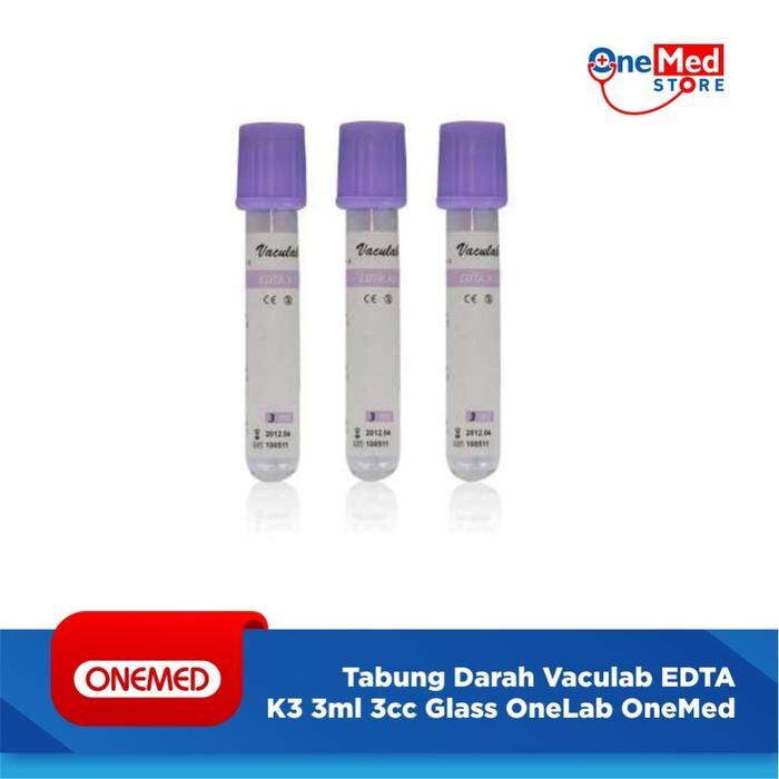 NW ONELAB - Tabung Darah Vaculab EDTA K3 3ml 3cc Glass OneMed