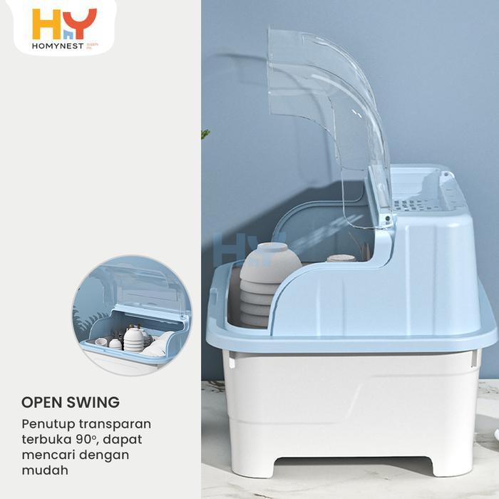 Flash Sale Homynest Rak Tempat Gelas Piring Anti Debu Dengan Penutup Berkualitas Original