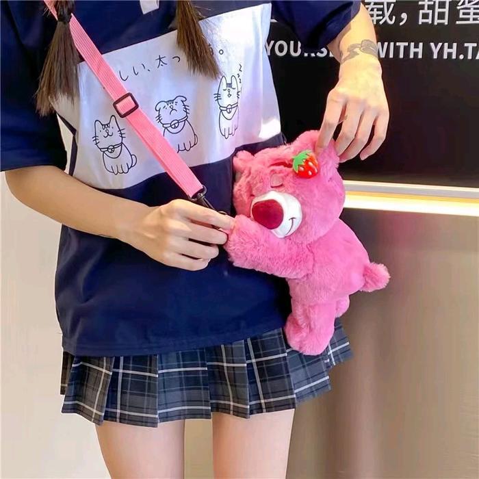 Tas Lotso Tas Selempang Sling Bag Fashion Motif Seri Toy Story Lotso Kartun Karakter Hewan Beruang
