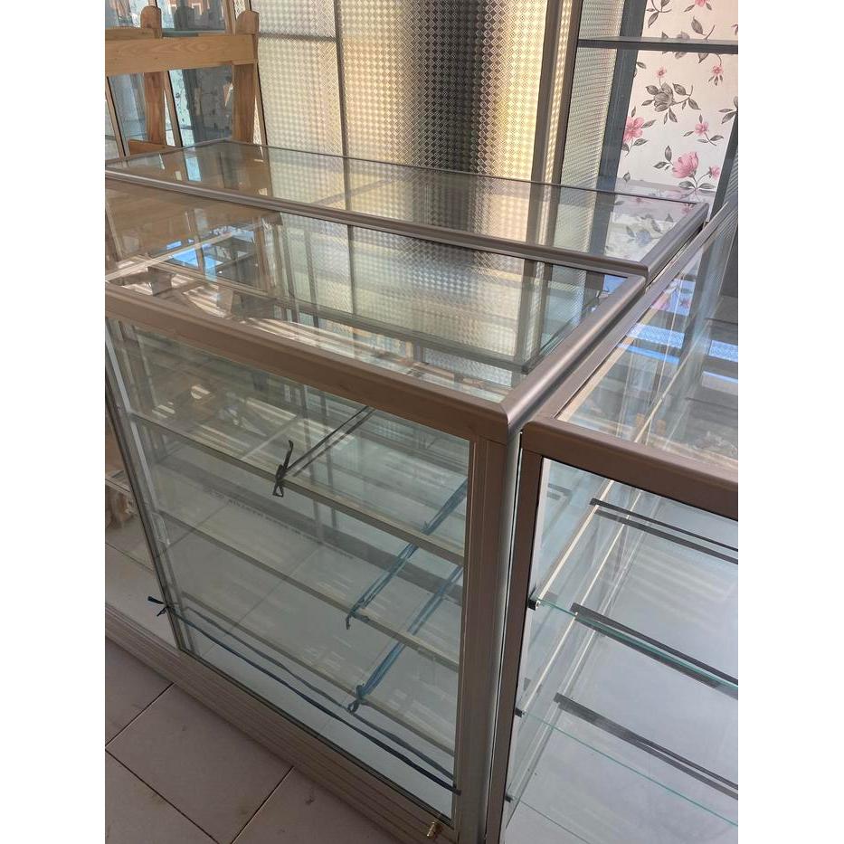 Etalase kaca aluminium ukuran 1 meter 1,2 meter 1,5 meter - 1 meter