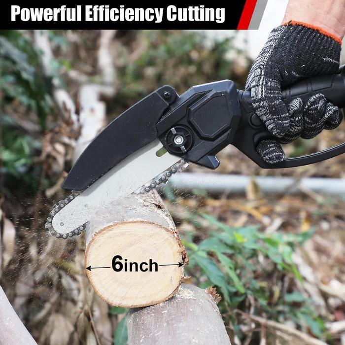 NEW Chainsaw mini 6 Inch Chainsaw Chain Saw Cordless 1 baterai /2 baterai Chainsaw Cordless Chainsaw