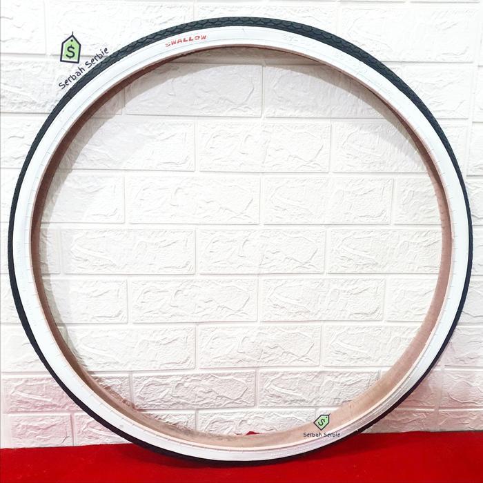 Official Ban Luar Sepeda 26X1 3/8 Swallow 590 26 X 1 3 Per 8 Hitam Putih Ctb Phoenix Jengki Polygon