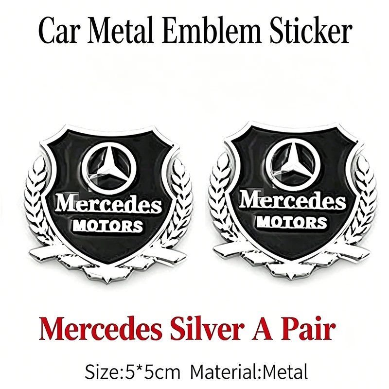 2Pc 3D Metal Car Fender Trunk Stickers Badge Emblem Decal For MERCEDES BENZ W203 W204 W205 W209 W210