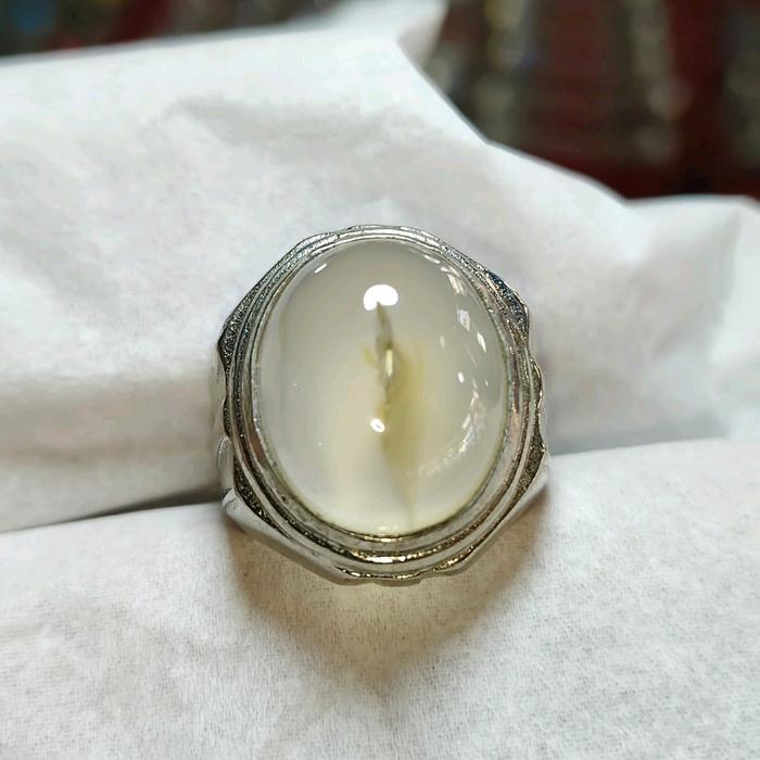 batu cincin combong putih 1pcs