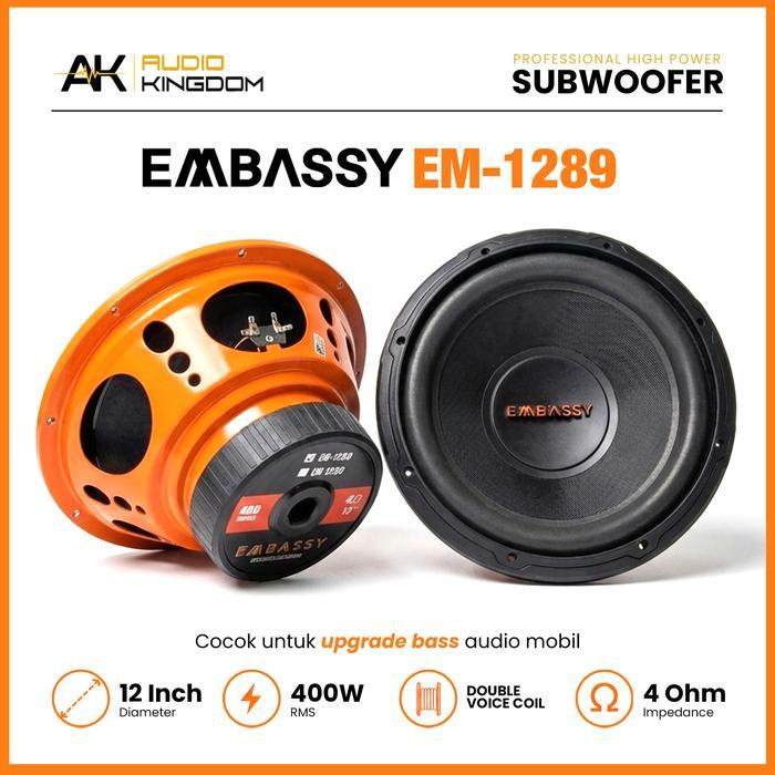 NEW SPEAKER EMBASSY EM 1289 SPEAKER SUBWOOFER 12 INCH ORIGINAL ORIGINAL