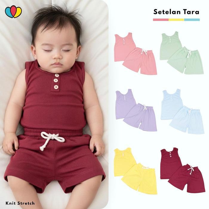 Set Tara Uk Bayi- 3 Tahun / Universal Bayi Laki & Perempuan Setelan Singlet Kaos Lekbong Celana