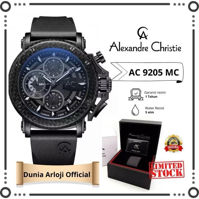 [ Dunia Arloji Official ] ac 9205 mc jam tangan cowok carbon seri alexandre christie carbon Black Qu