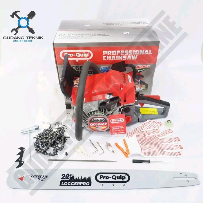 Chainsaw PROQUIP 22" QC6800X Bar Laser / Mesin Gergaji Kayu Chainsaw PRO QUIP QC 6800 22