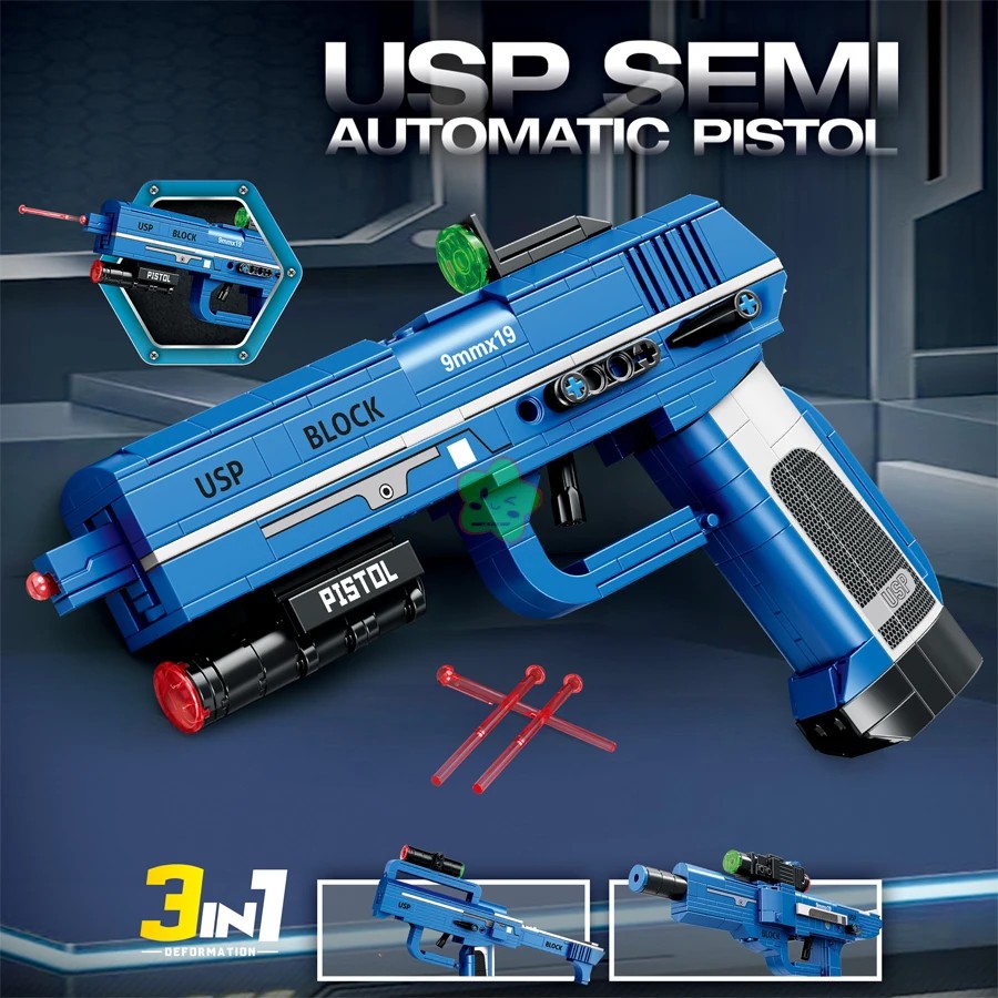 Tehnial Building Toys Sorpion Uziel Submahine Magnum Eagle USP Pistol WW2 Military ST Weapon el For
