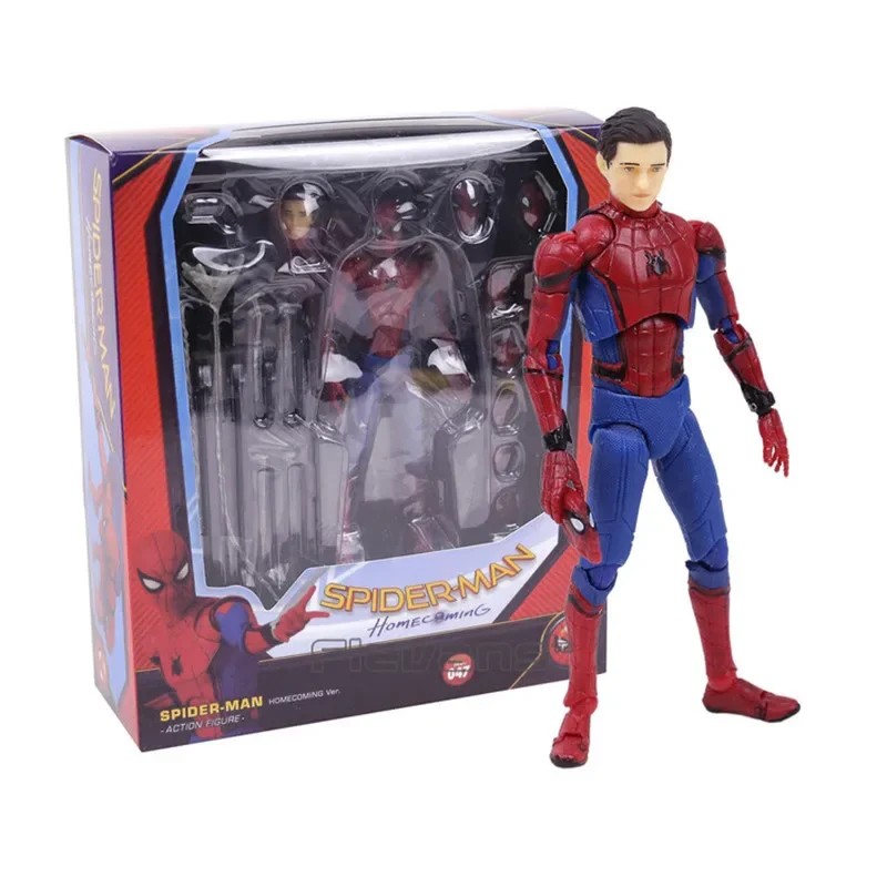 Marvel Avengers Spiderman Homecoming Action Figure Statue Can Change Tom Holland Face Spider Man