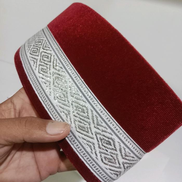 ASLI Peci songkok kopiah Aceh bahan bludru merah marun berkualitas dan bisa di cuci Muslim READY