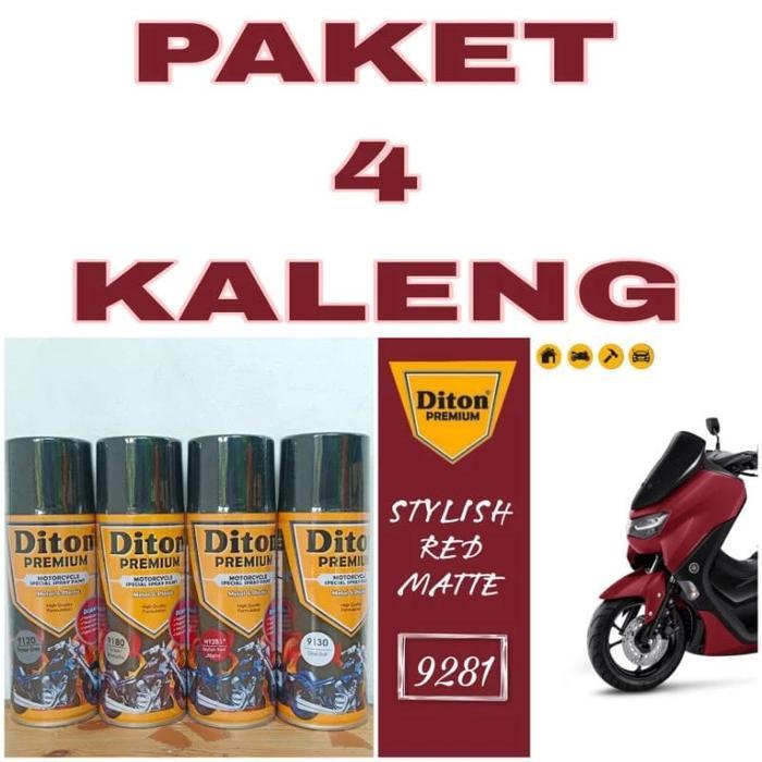 Paket 4 Kaleng Pilok Pilox Diton Premium Stylish Red Matt H9281 9281 Merah Doff Merah Doff Vario Pcx
