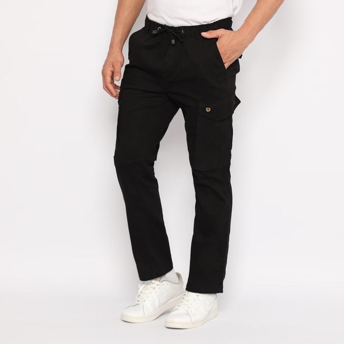 kwf6 Guteninc - Celana Kargo Panjang Pria Leone Cargo Pants Black