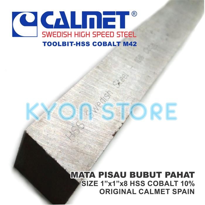 MATA PISAU BUBUT PAHAT SIZE 1X1x8 HSS COBALT 10 M42 CALMET SWEDISH