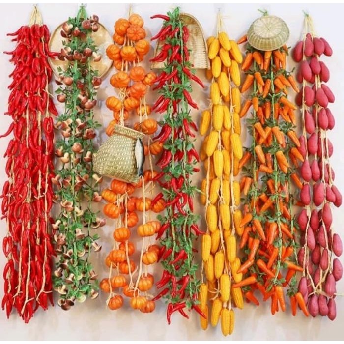 Buah Sayur Gantung Artificial Fruit Vegetable Hiasan Etalase Dinding Dapur Renteng Restoran Plastik