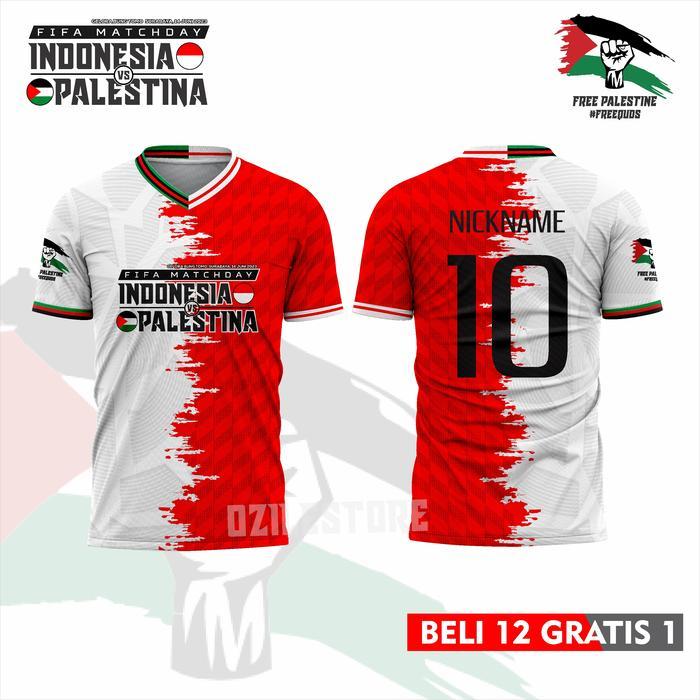DISKON BAJU KAOS JERSEY INDONESIA X PALESTINA FIFA MATCHDAY READY STOCK
