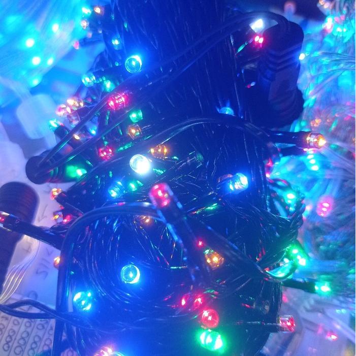 Lampu Natal Rainbow 10 Meter Kabel Hitam 100 LED
