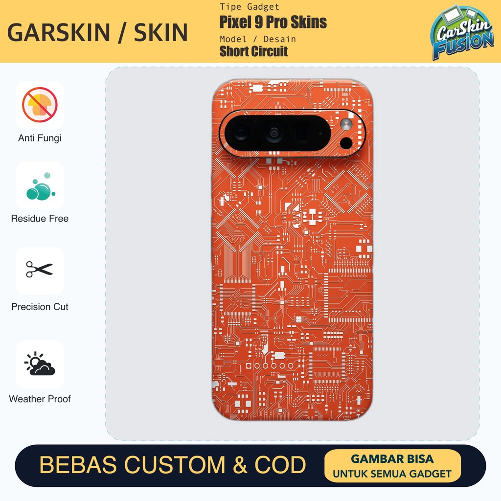 Skin Vinyl Pixel 9 Pro Short Circuit Anti Scratch Protector Case | by Fusion | Kode - WR96